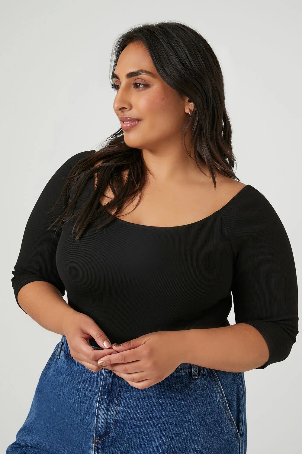 Plus Size Ribbed Scoop Bodysuit - Image 2