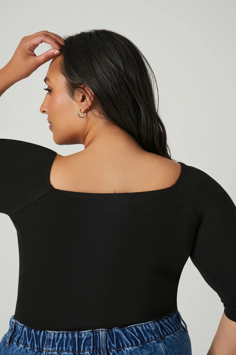 Plus Size Ribbed Scoop Bodysuit - Image 3