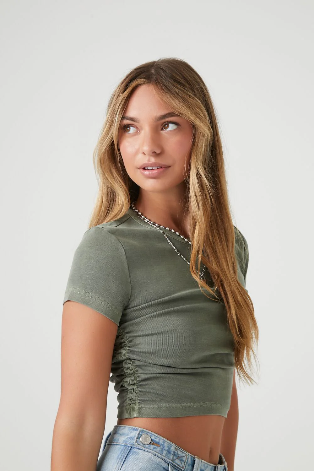 Mineral Wash Ruched Cropped Tee - Image 2