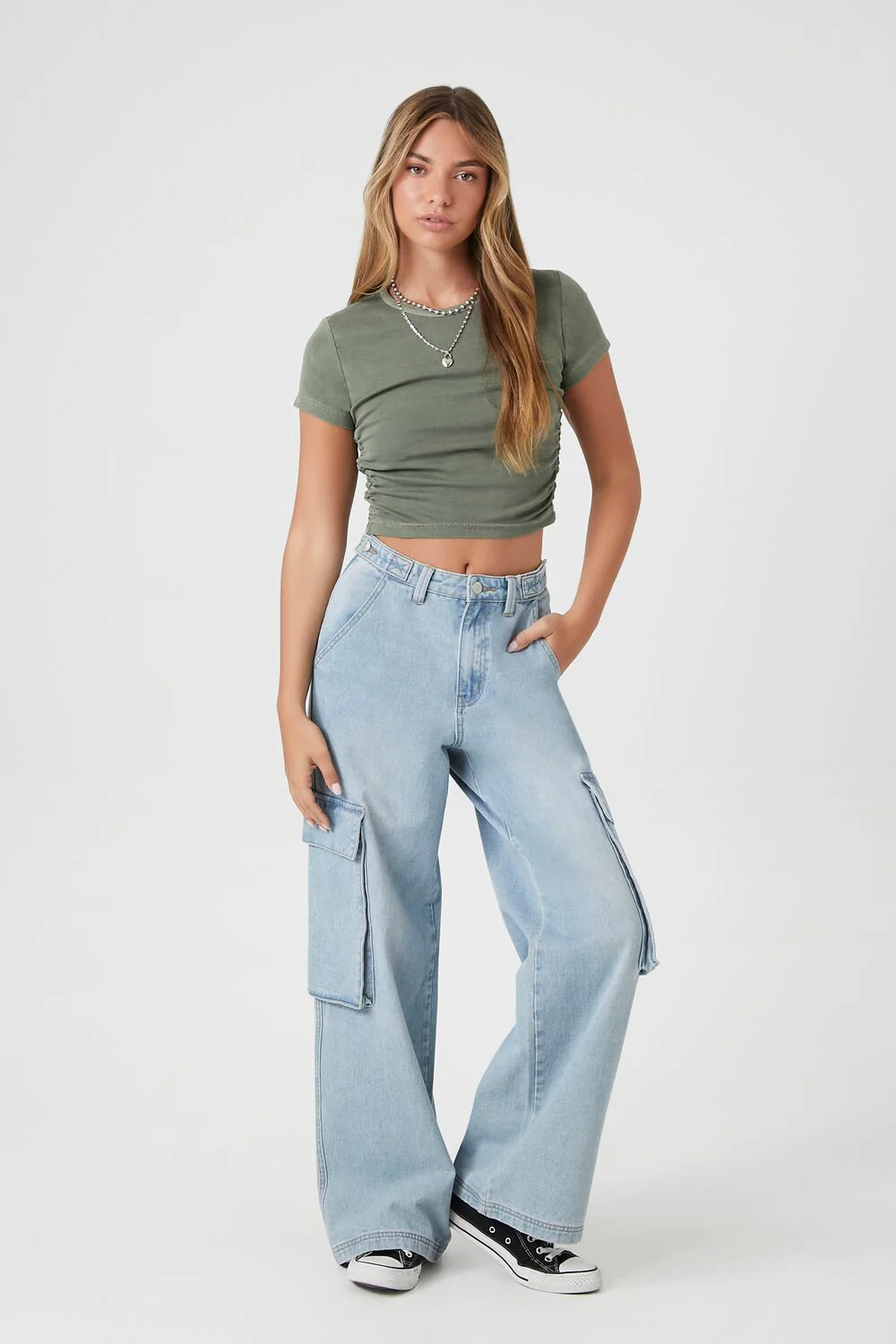 Mineral Wash Ruched Cropped Tee - Image 4