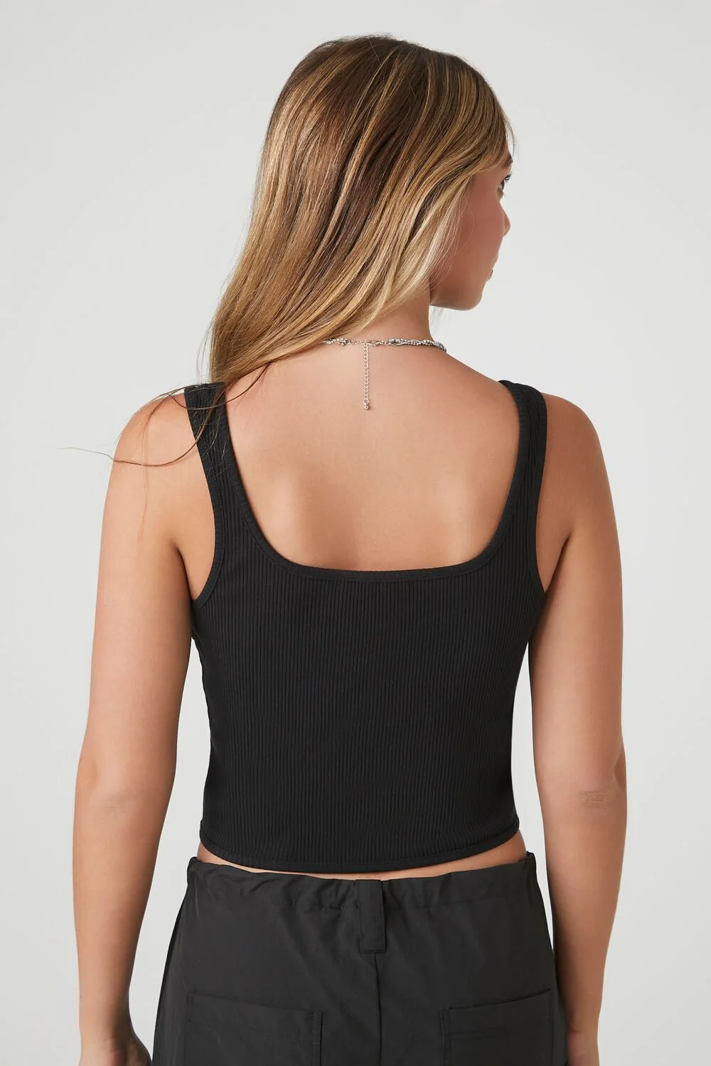 Ribbed Knit Cropped Tank Top - Image 3