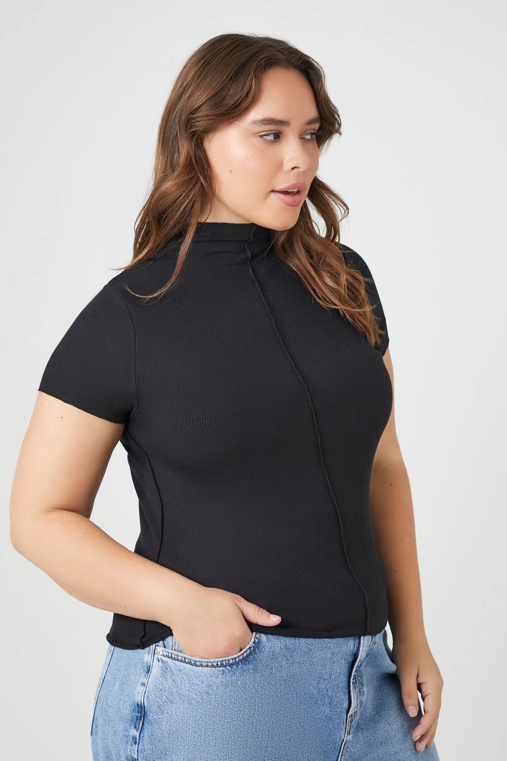Plus Size Seamed Mock Neck Top - Image 2