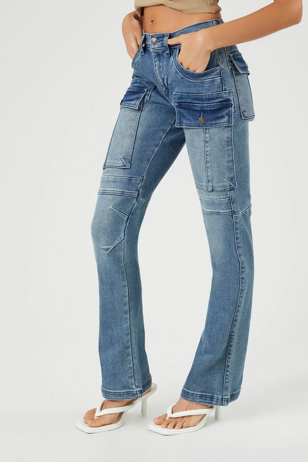 Stretch-Denim Cargo Bootcut Jeans - Image 2