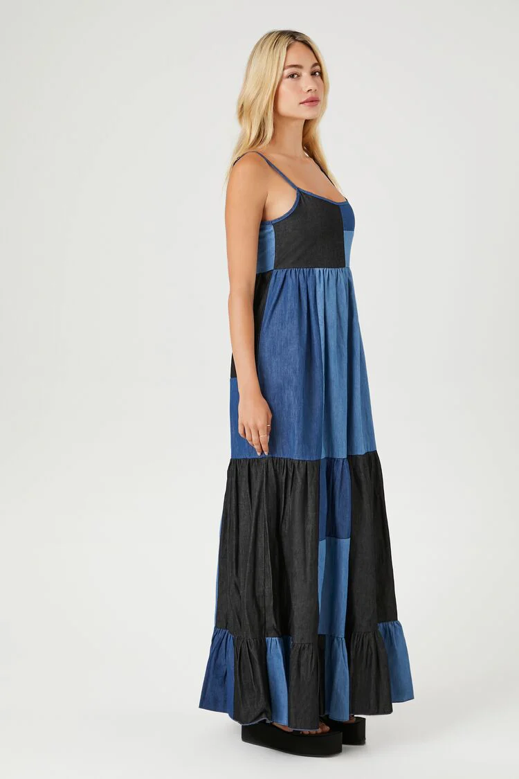 Patchwork Denim Maxi Dress - Image 2