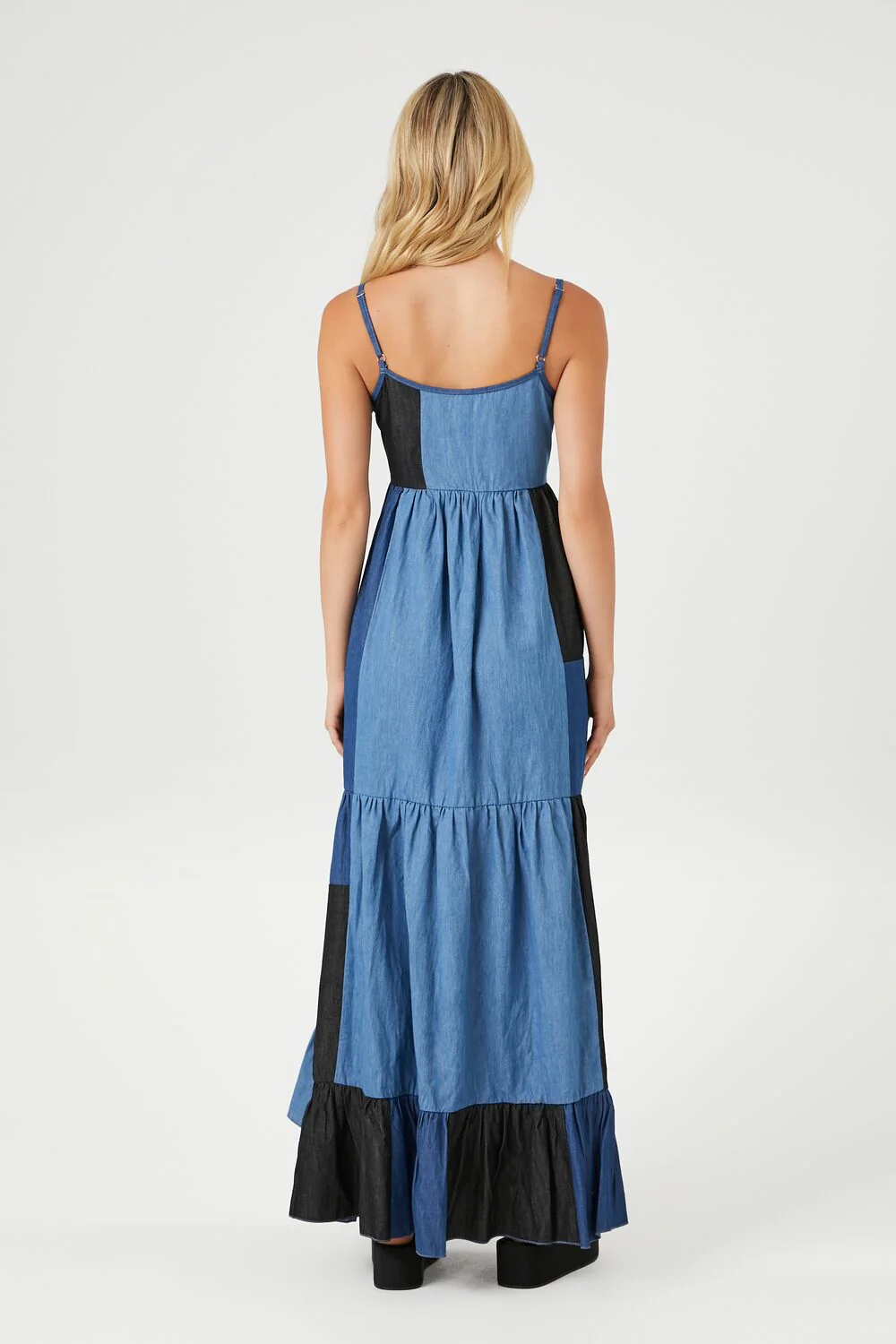 Patchwork Denim Maxi Dress - Image 3