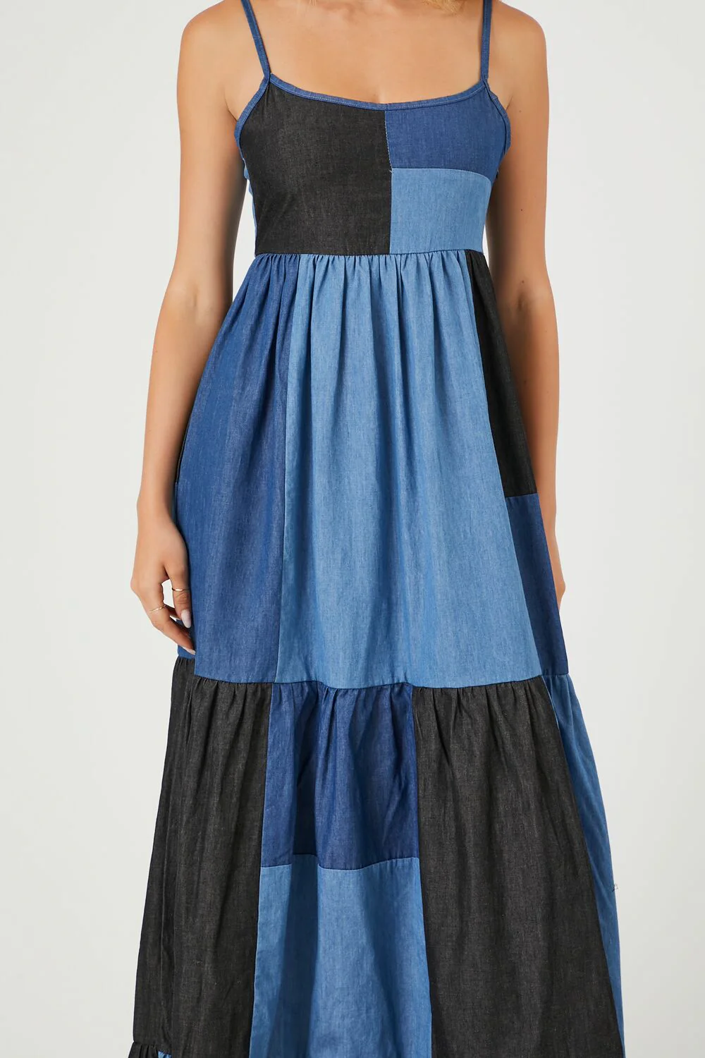 Patchwork Denim Maxi Dress - Image 5