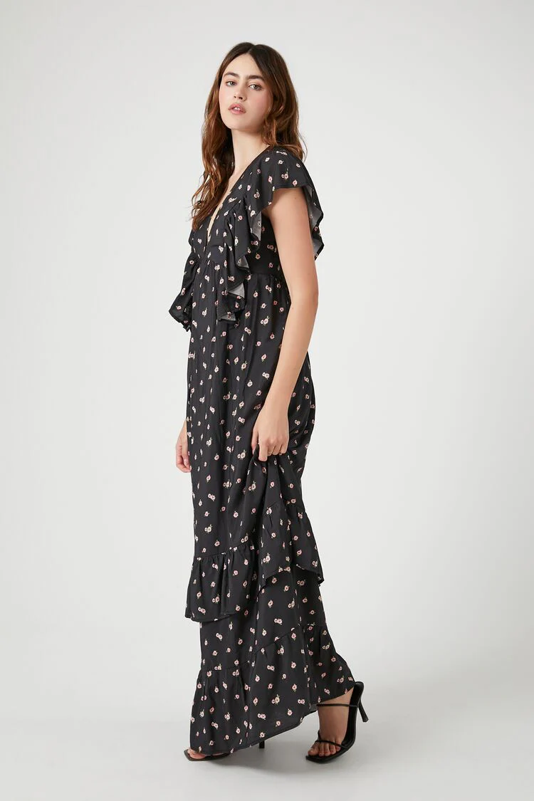 Floral Butterfly-Sleeve Maxi Dress - Image 2