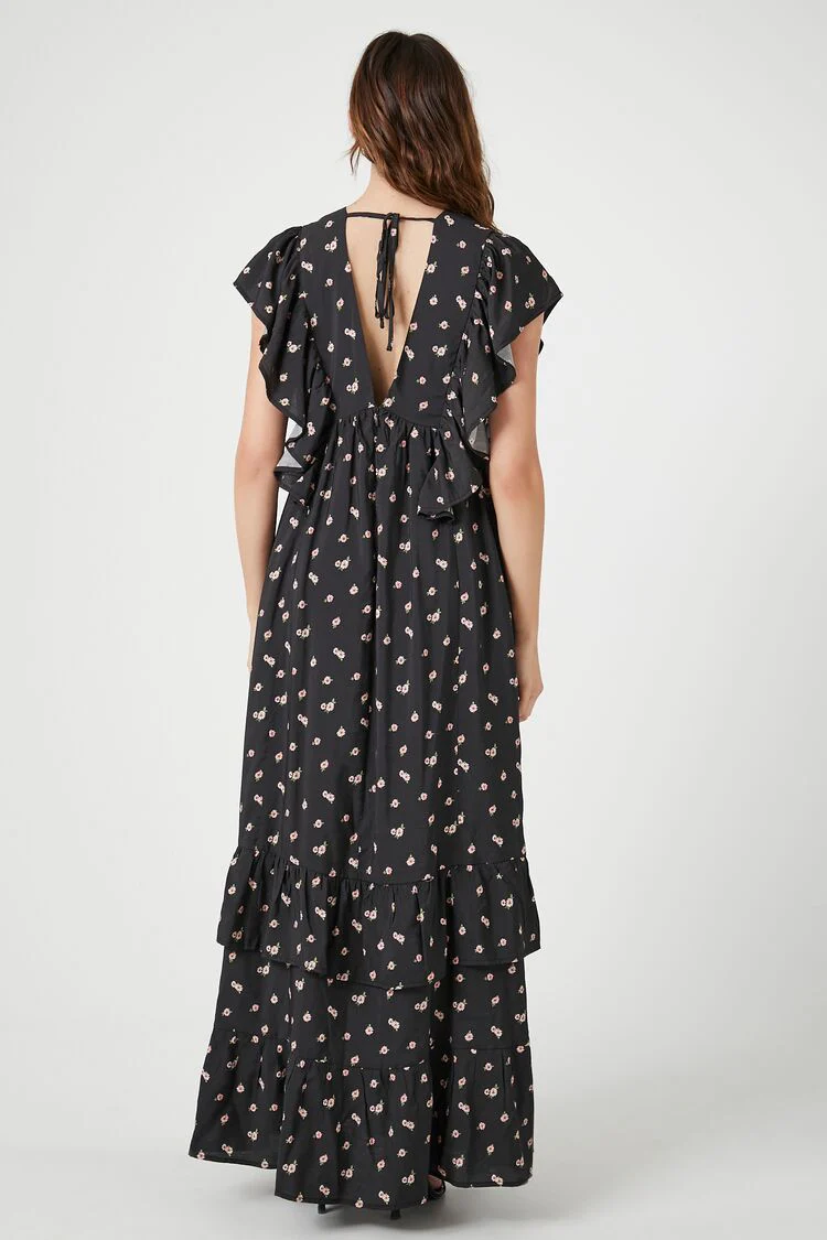 Floral Butterfly-Sleeve Maxi Dress - Image 3