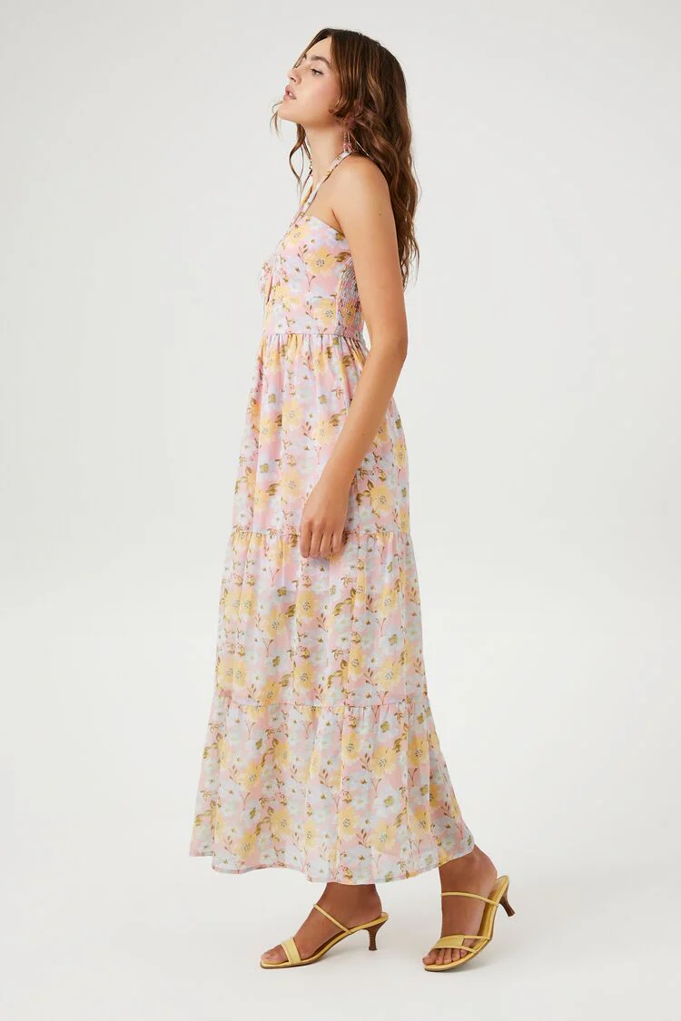 Floral Print Halter Maxi Dress - Image 2