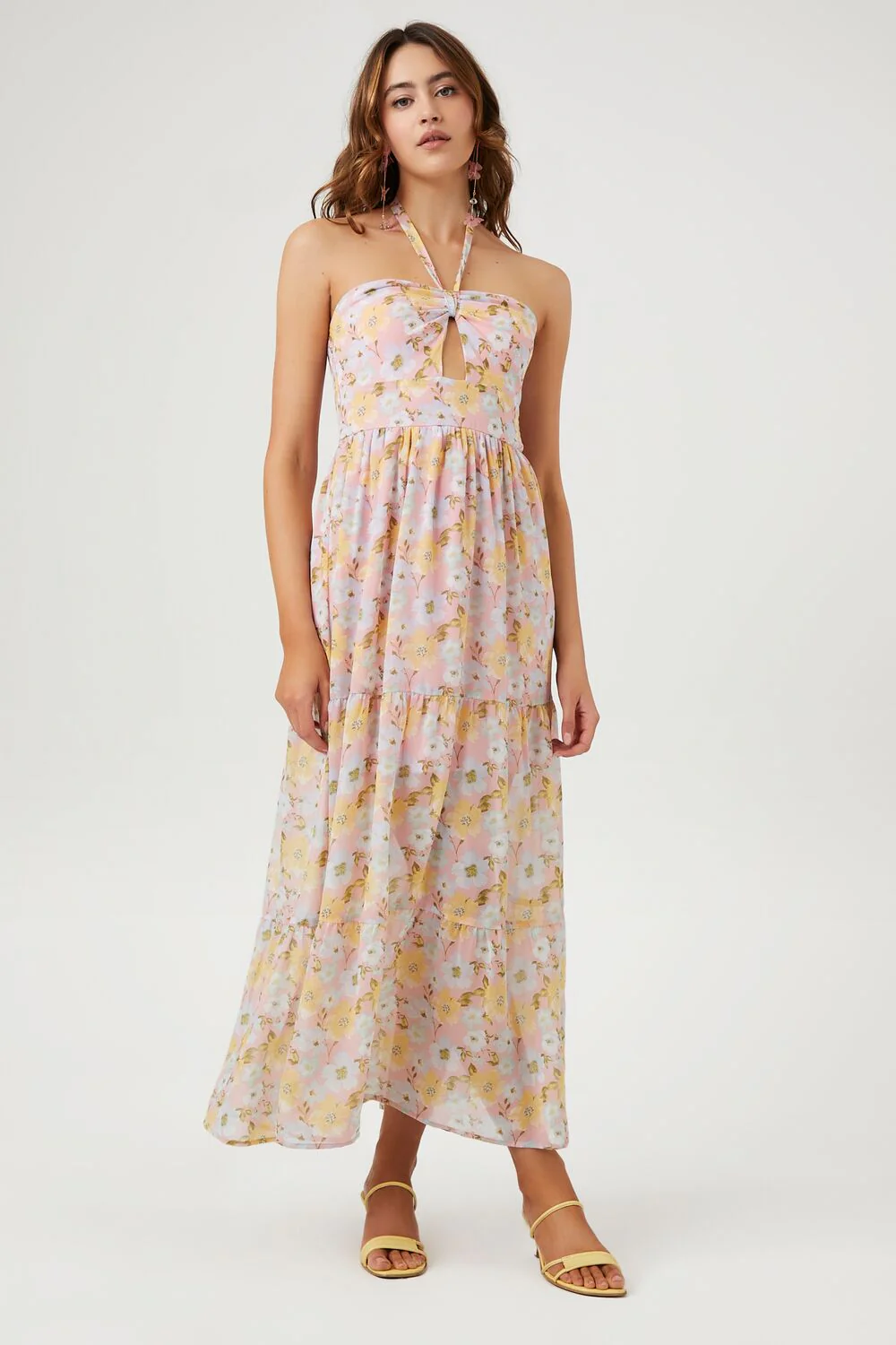 Floral Print Halter Maxi Dress - Image 4