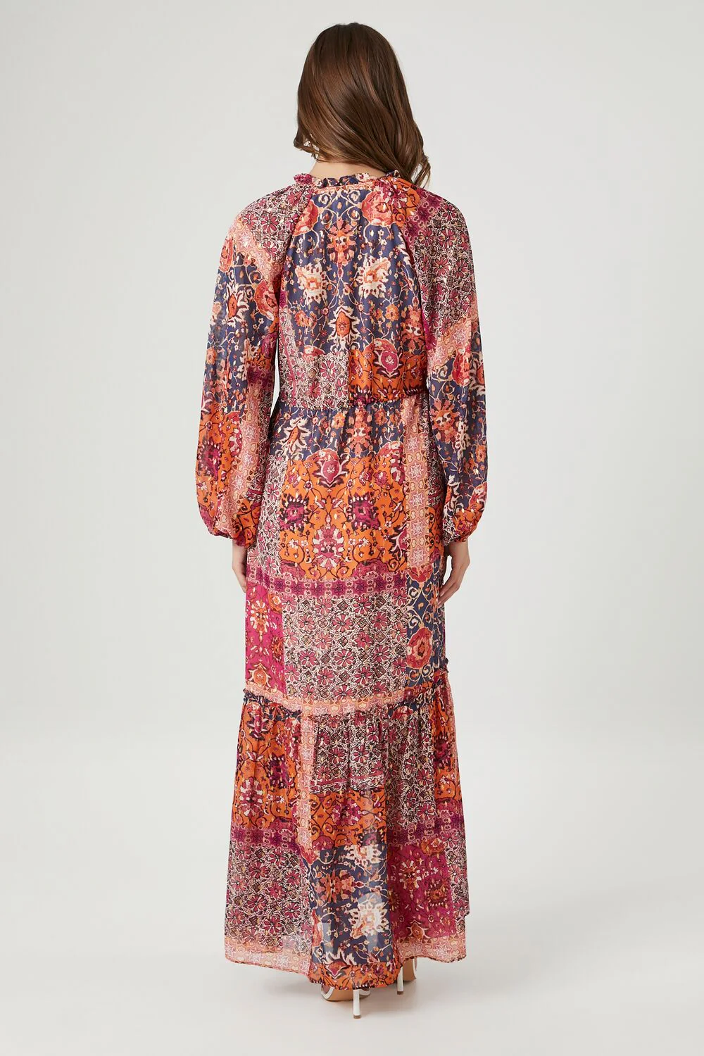 Ornate Floral Peasant-Sleeve Maxi Dress - Image 3