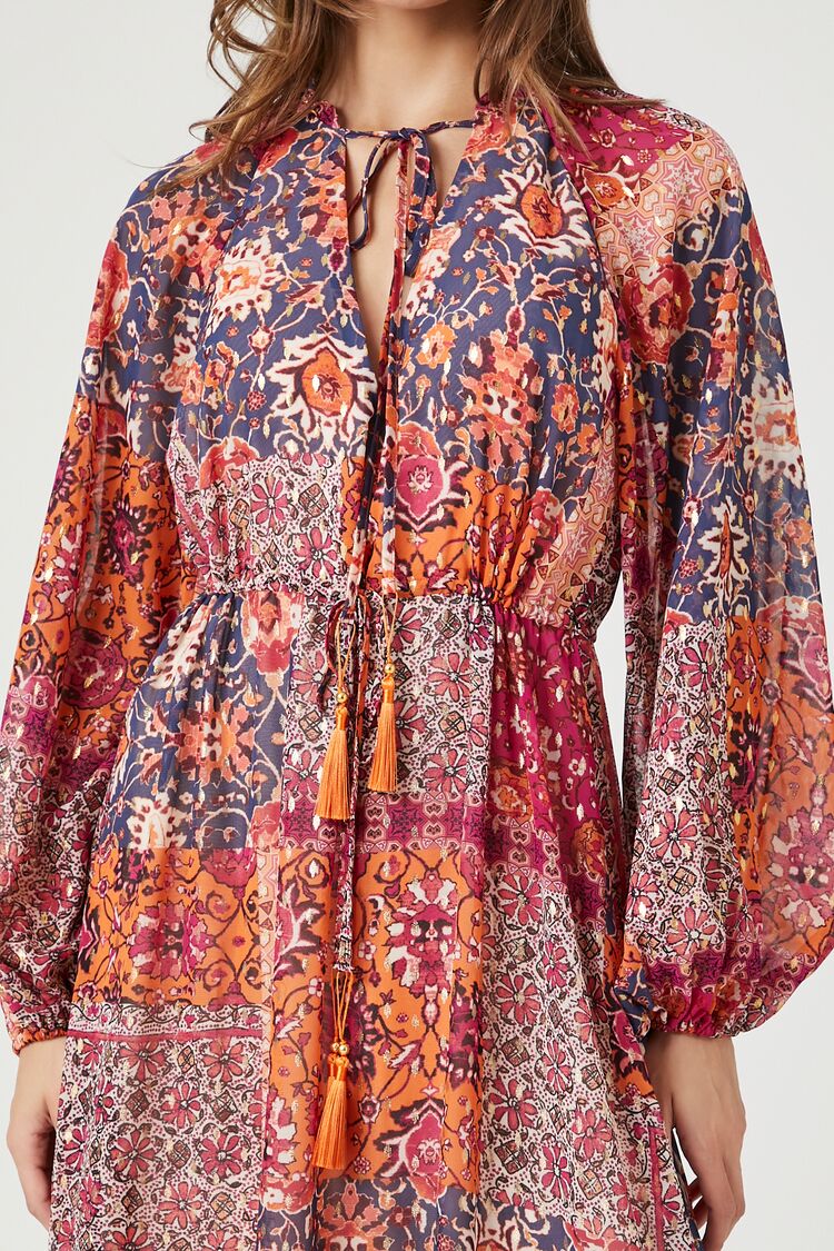 Ornate Floral Peasant-Sleeve Maxi Dress - Image 5