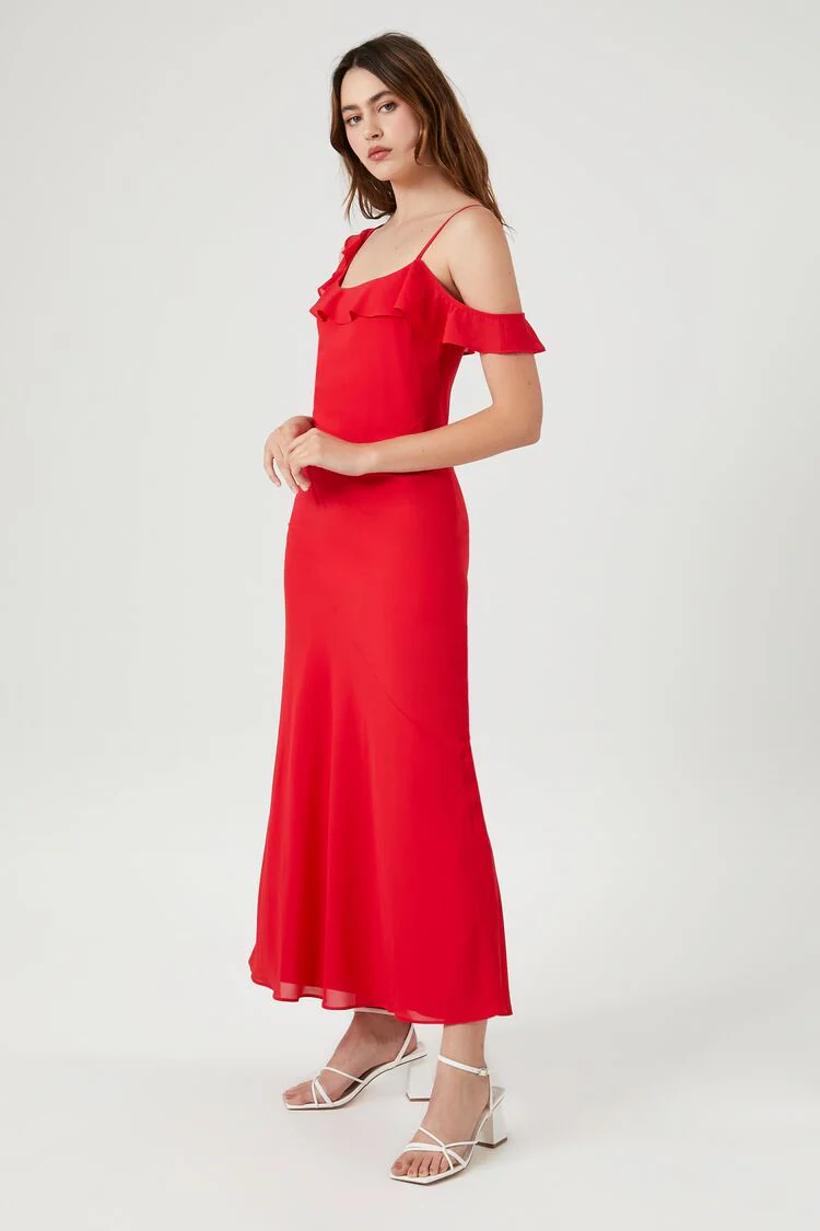 Chiffon Ruffle-Trim Slip Maxi Dress - Image 2