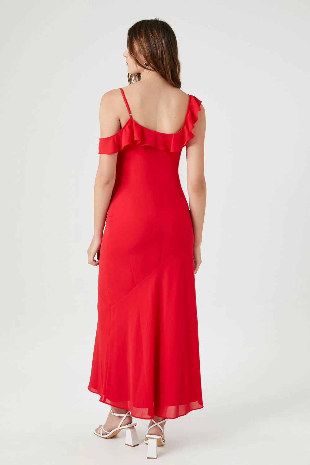 Chiffon Ruffle-Trim Slip Maxi Dress - Image 3