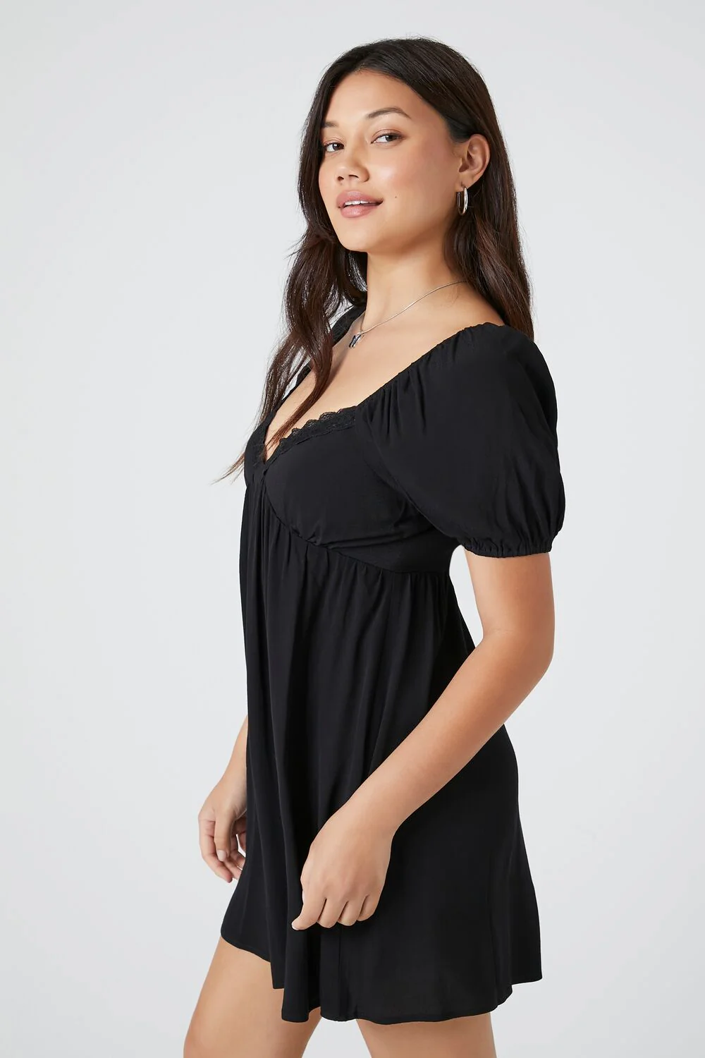 Lace-Trim Peasant Mini Dress - Image 2