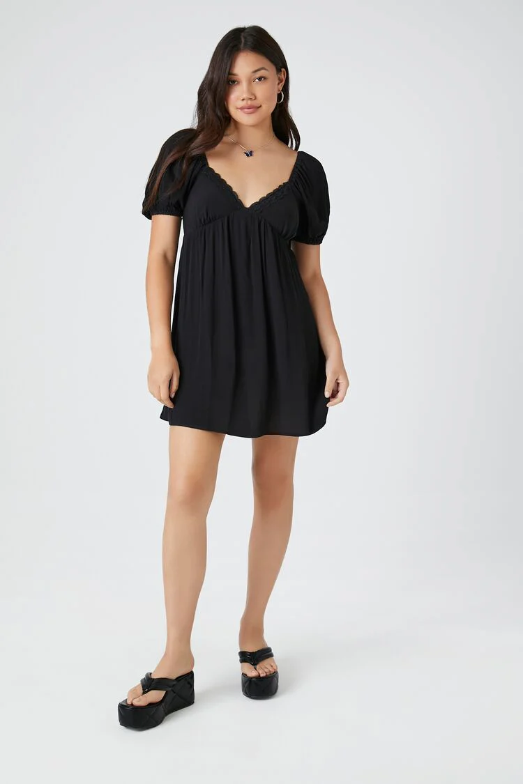 Lace-Trim Peasant Mini Dress - Image 4