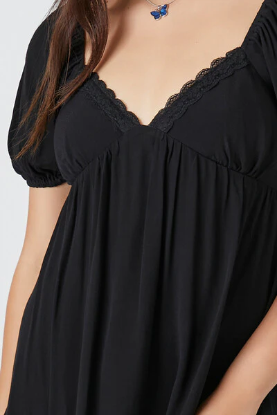 Lace-Trim Peasant Mini Dress - Image 5