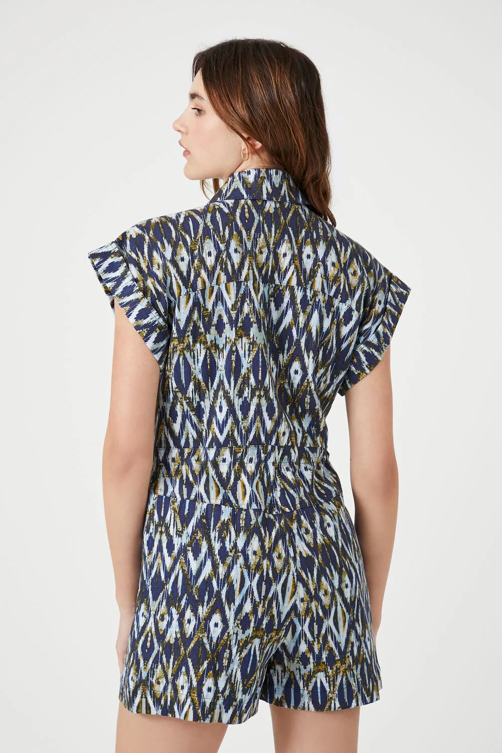 Linen-Blend Geo Print Romper - Image 3