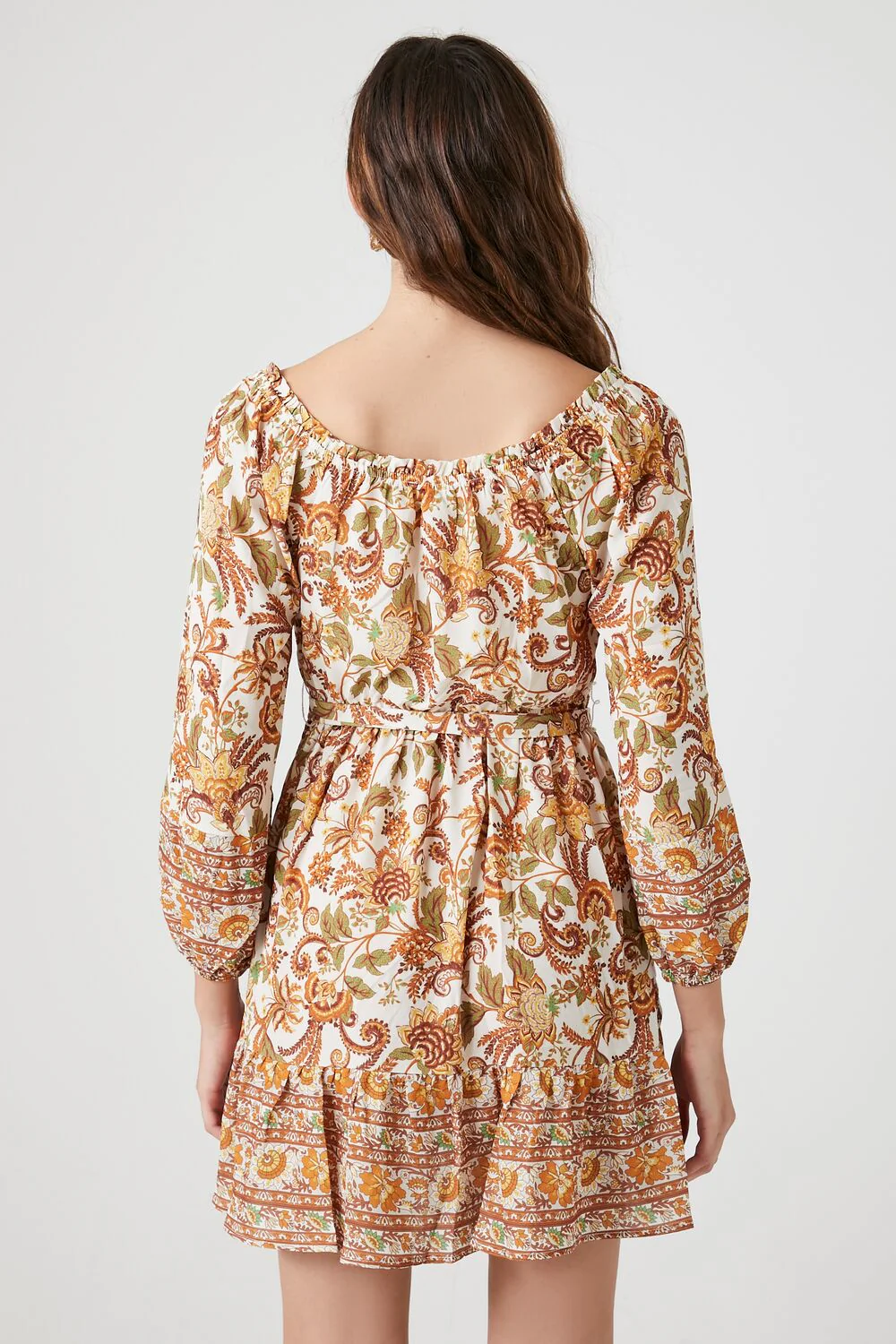 Ornate Floral Print Mini Dress - Image 4