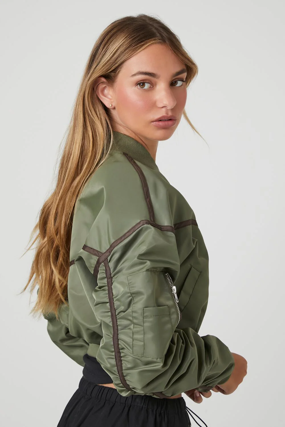 Cropped Bomber Jacket - Image 2