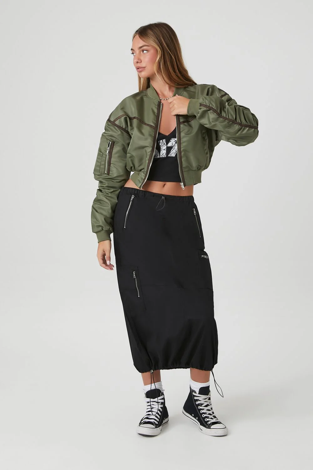 Cropped Bomber Jacket - Image 4