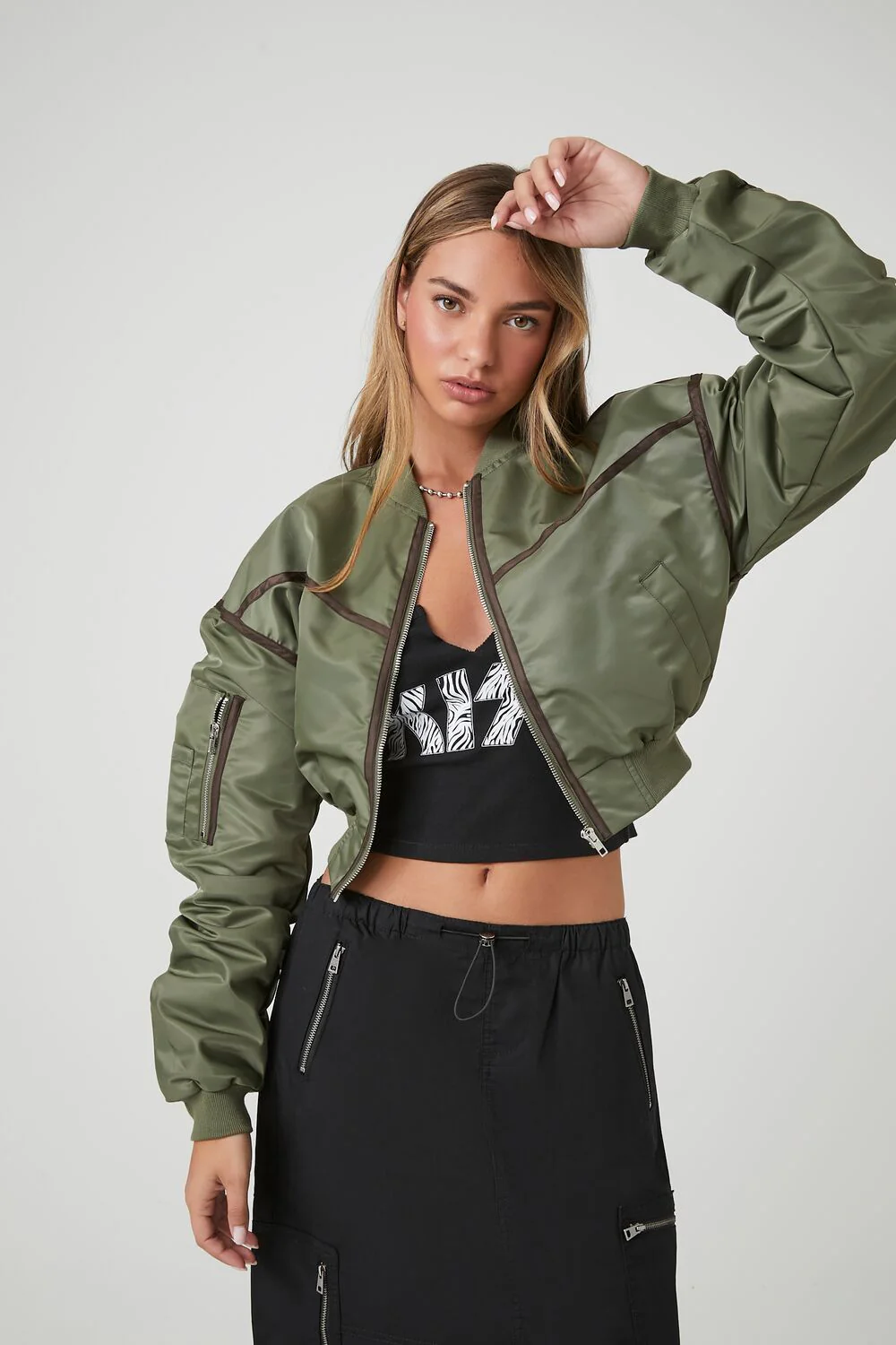 Cropped Bomber Jacket - Image 6
