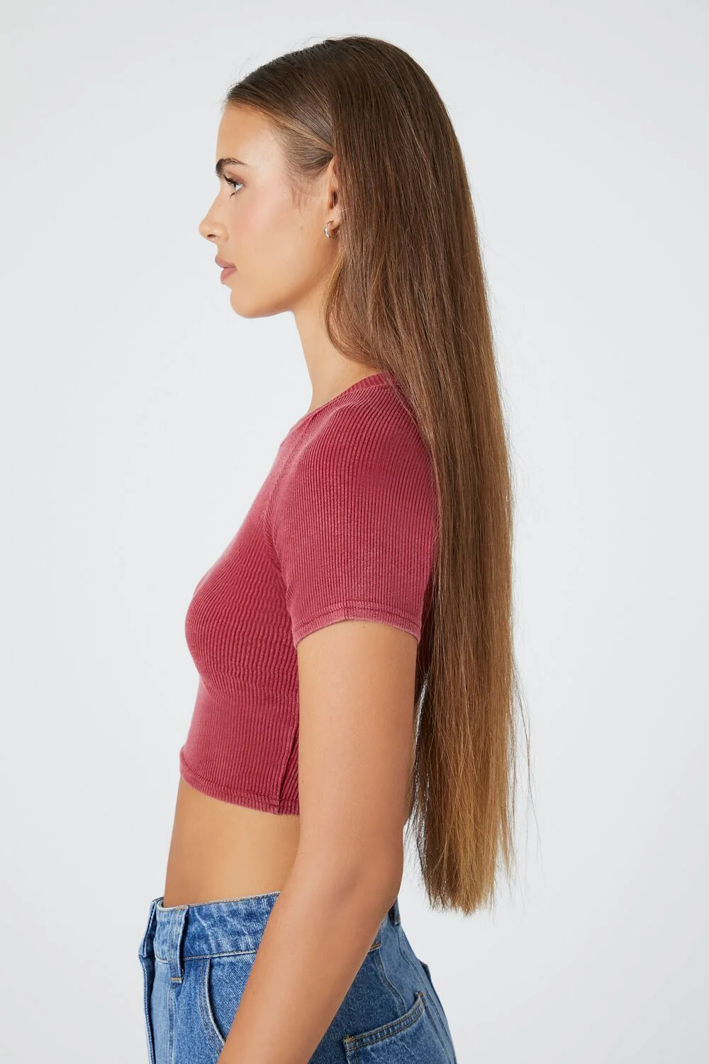 Rib-Knit Cropped Tee - Image 2