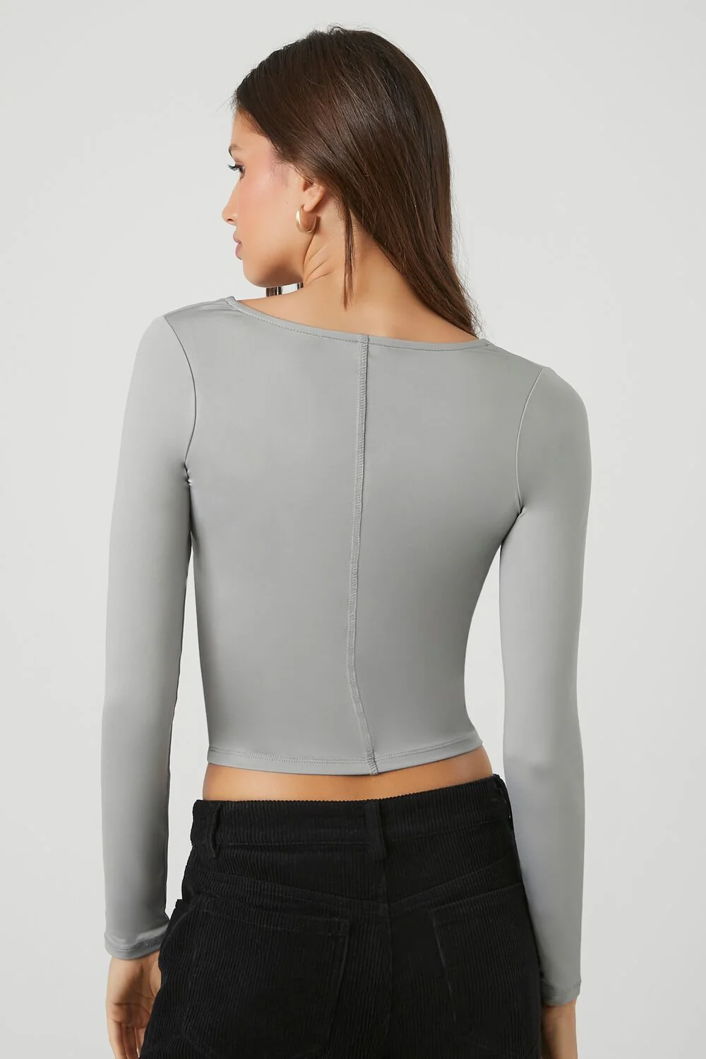 Fitted Long-Sleeve Crop Top - Image 3