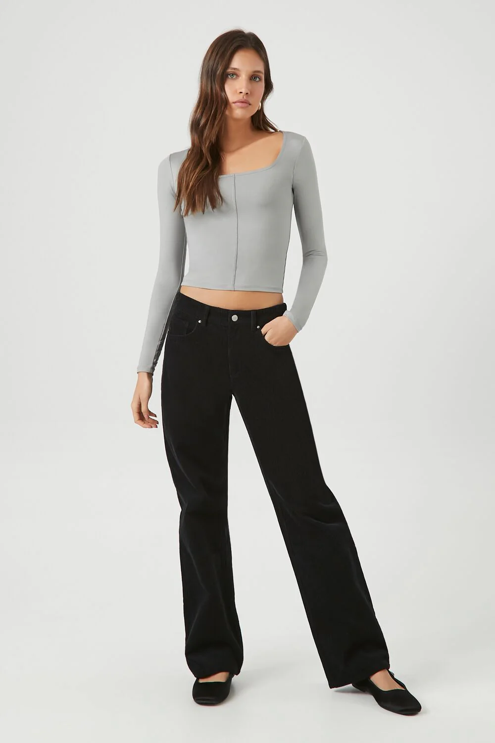 Fitted Long-Sleeve Crop Top - Image 4