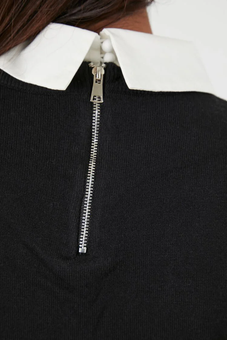 Sweater-Knit Collar Crop Top - Image 5