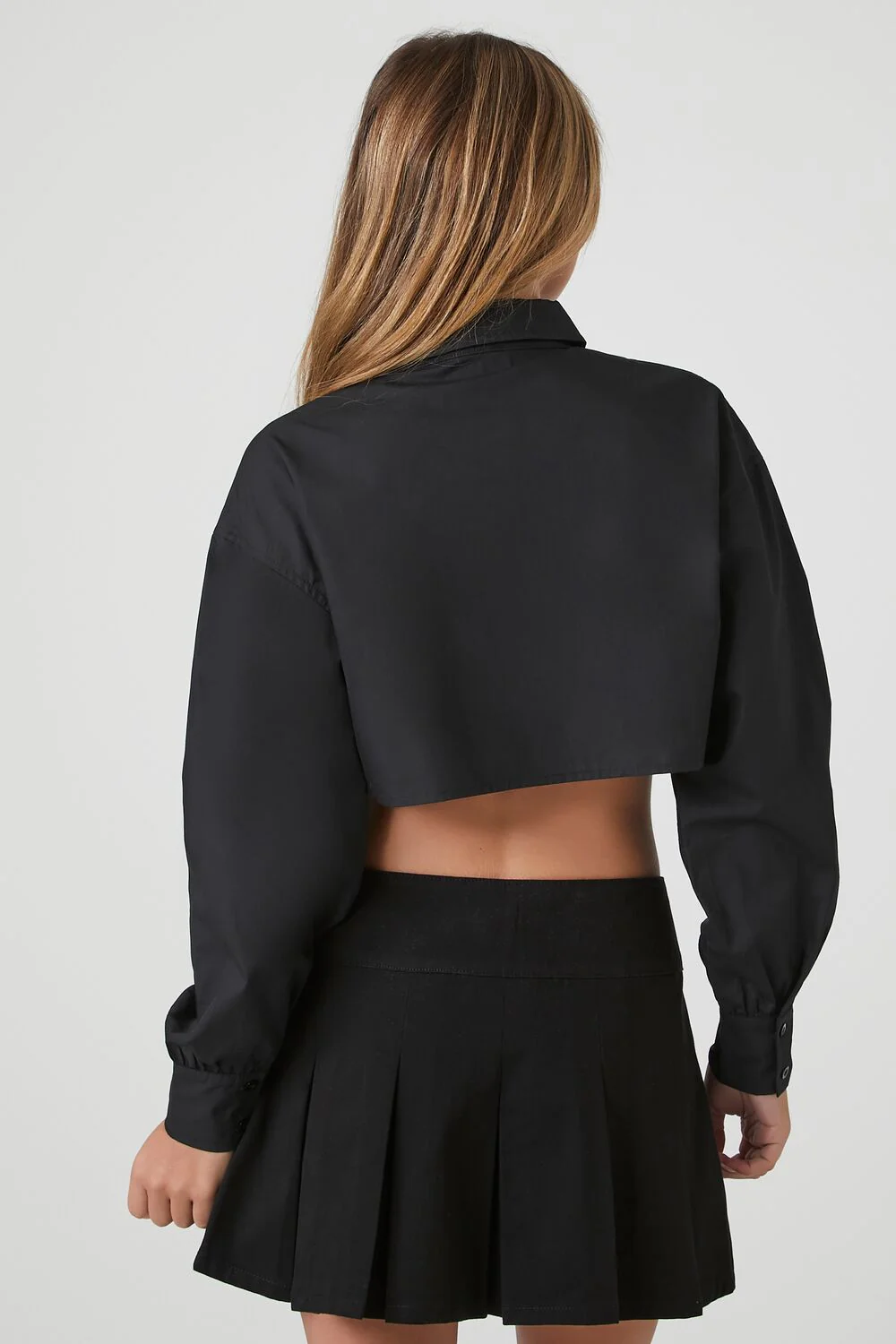 Cropped Curved-Hem Shirt - Image 3