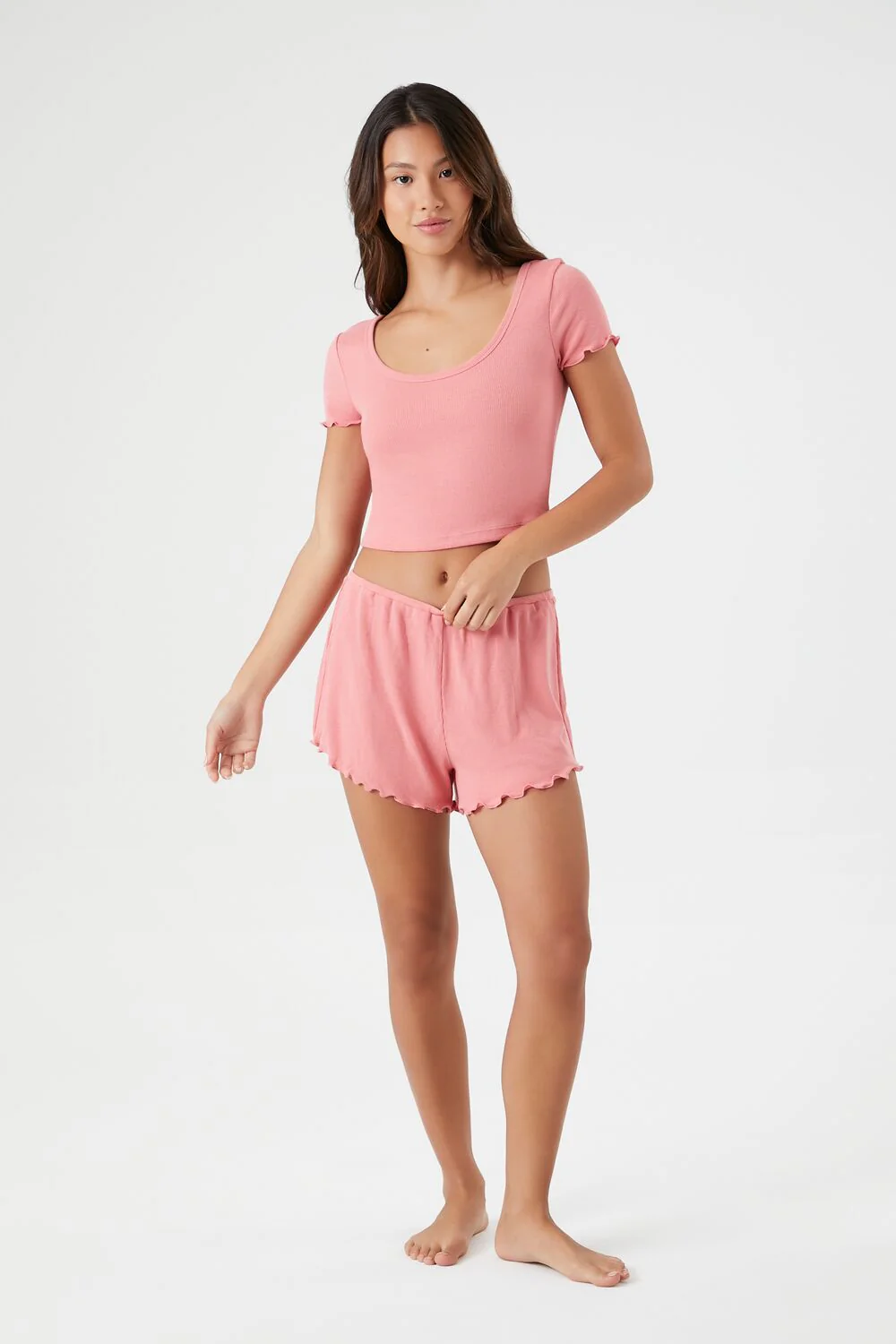 Lettuce-Edge Tee & Pajama Shorts Set - Image 4