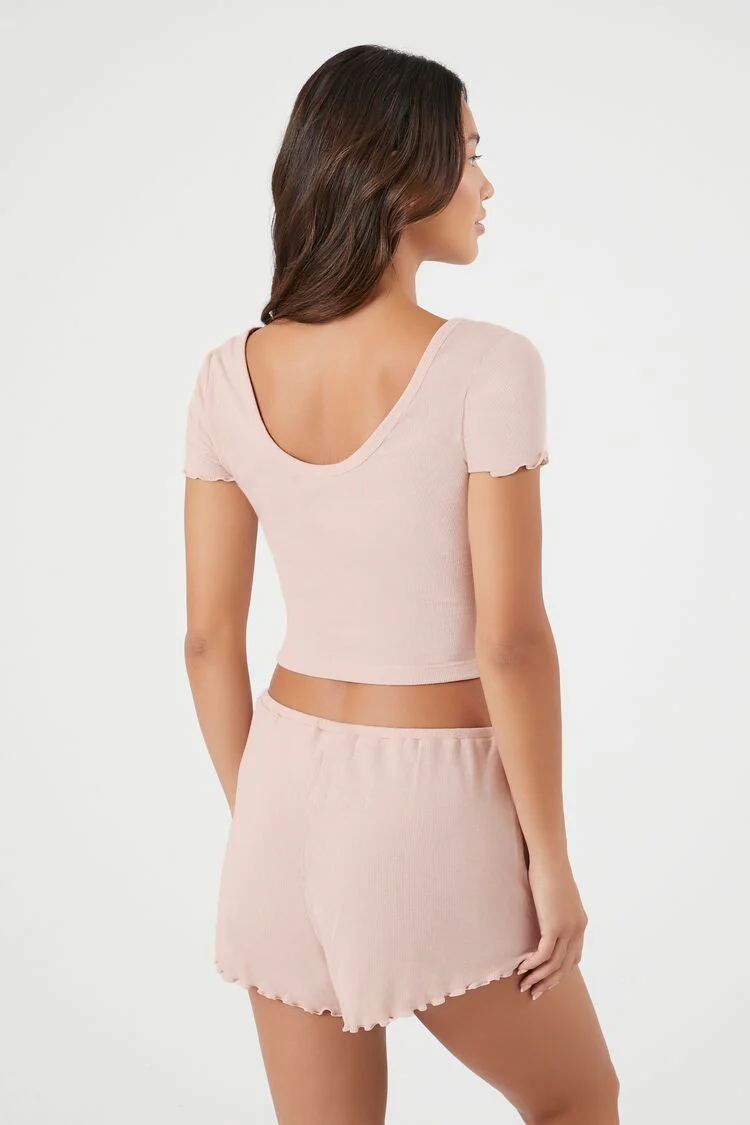 Lettuce-Edge Tee & Pajama Shorts Set - Image 9