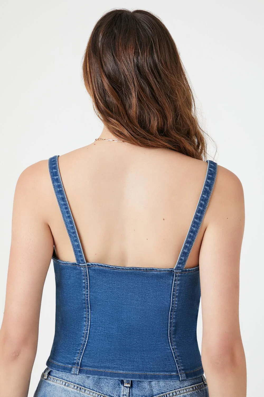 Denim Button-Front Bustier Cami - Image 3