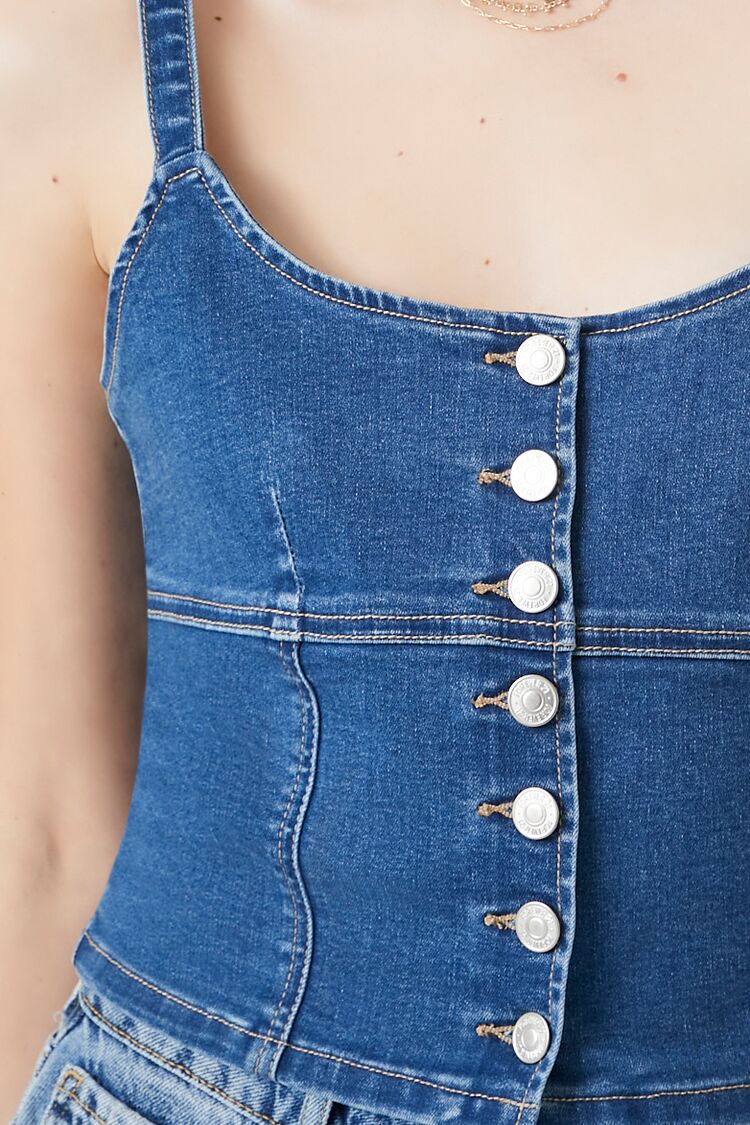 Denim Button-Front Bustier Cami - Image 5