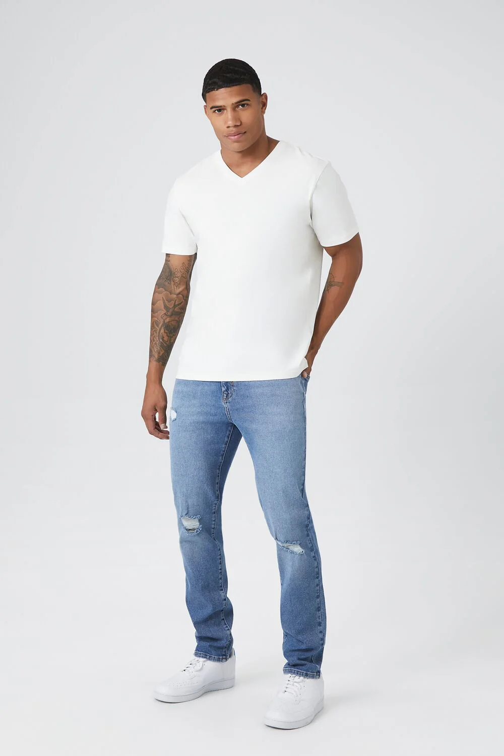 100% Cotton V-Neck Tee - Image 9