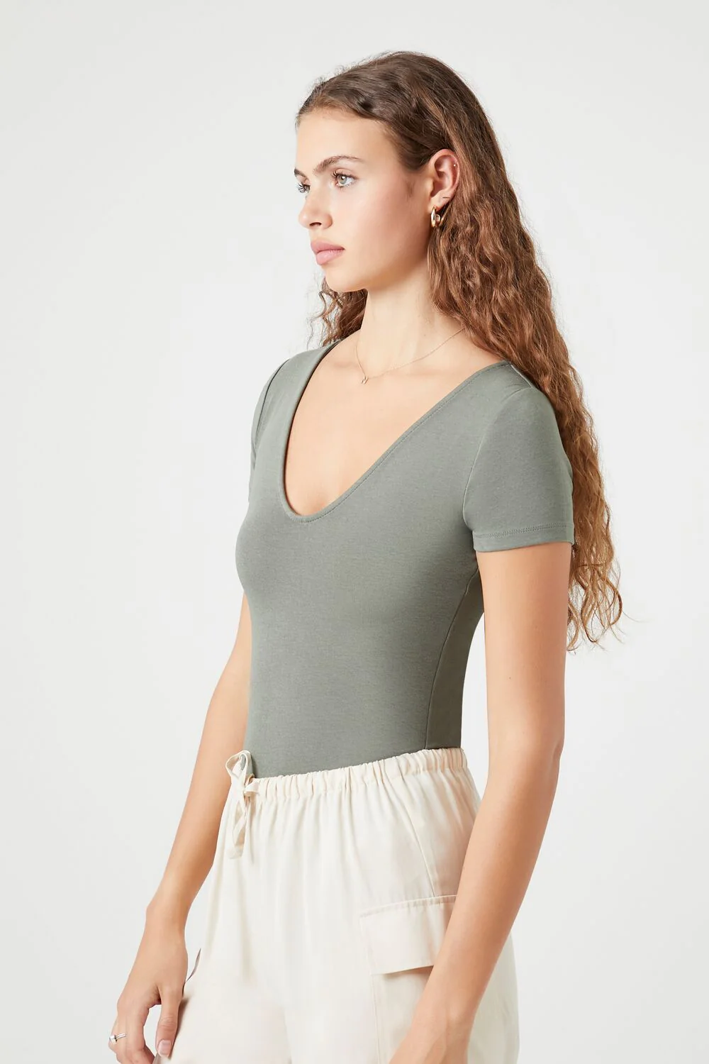 Cotton-Blend V-Neck Bodysuit - Image 2