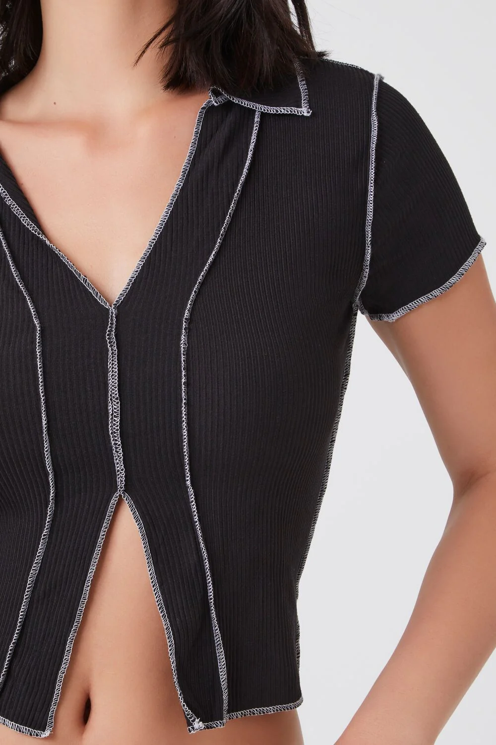 Ribbed Knit Seam Crop Top - Image 5