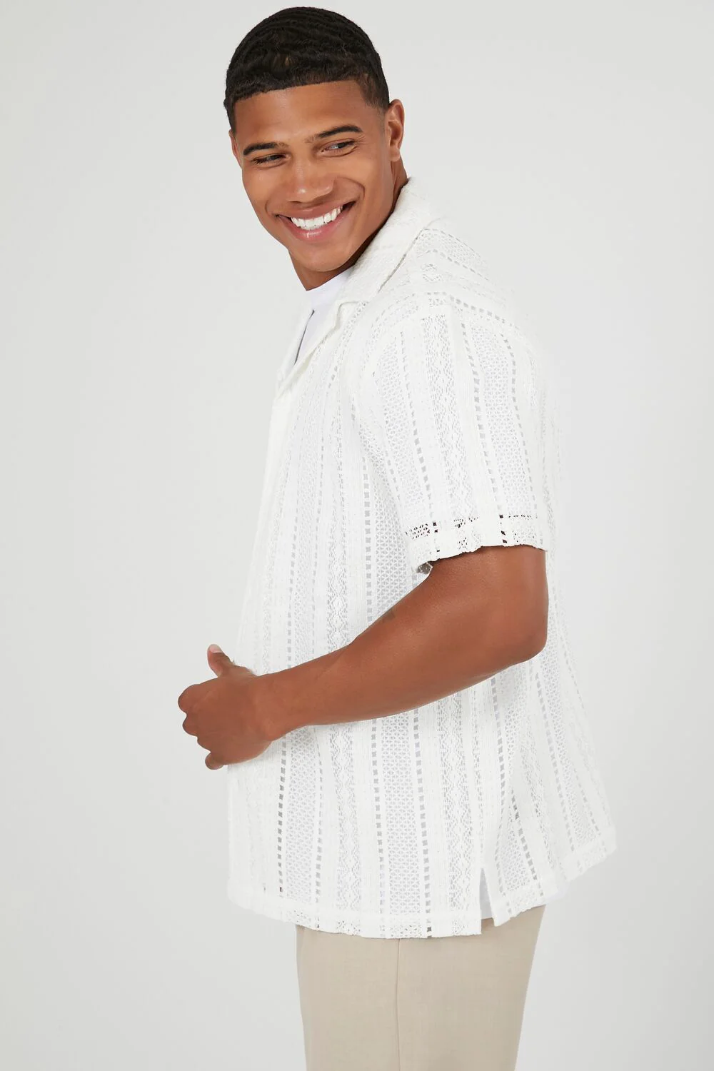 Cuban Collar Crochet Shirt - Image 2