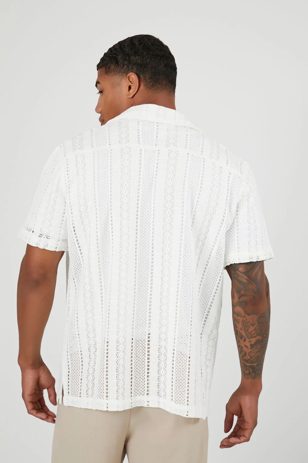 Cuban Collar Crochet Shirt - Image 3