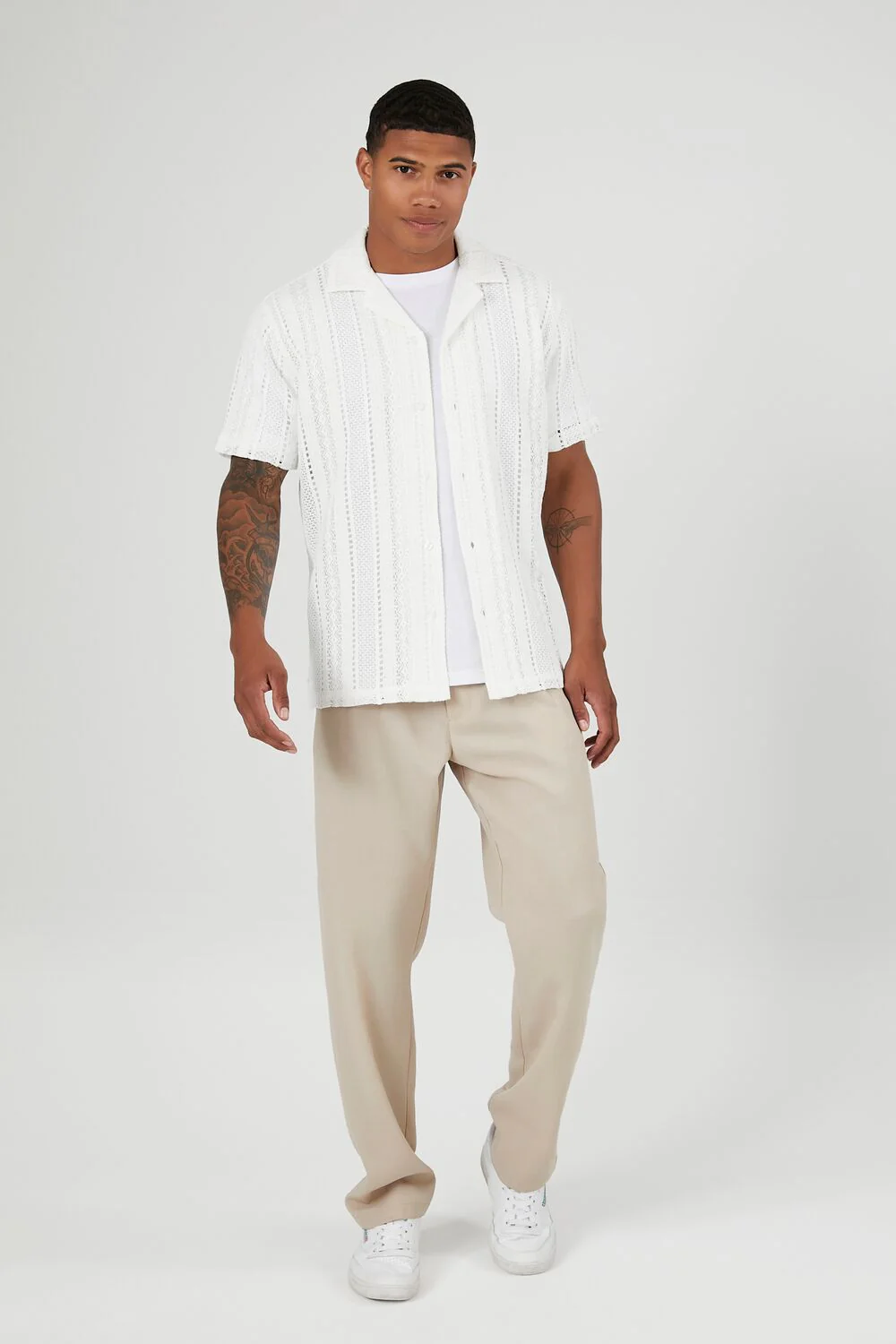 Cuban Collar Crochet Shirt - Image 4