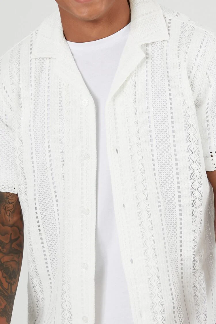 Cuban Collar Crochet Shirt - Image 5