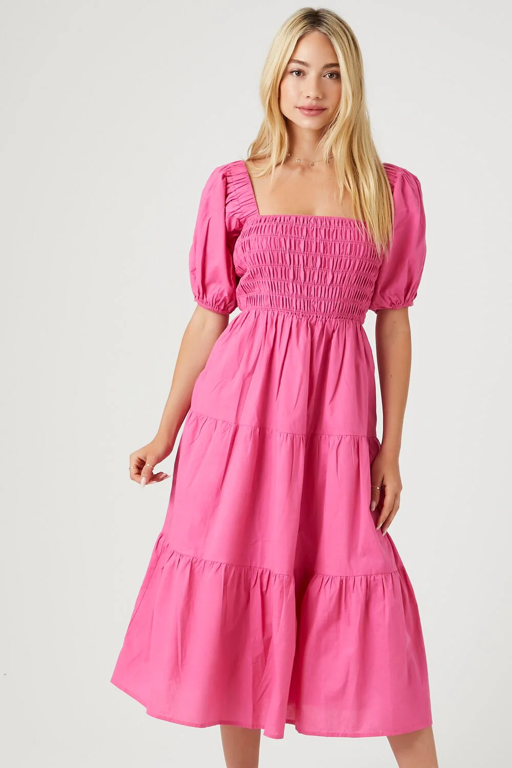 Tiered Puff-Sleeve Midi Dress - Image 4