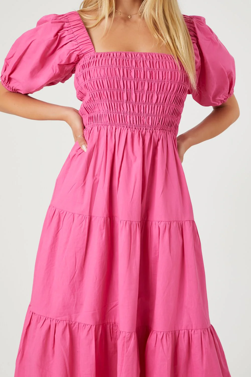 Tiered Puff-Sleeve Midi Dress - Image 5