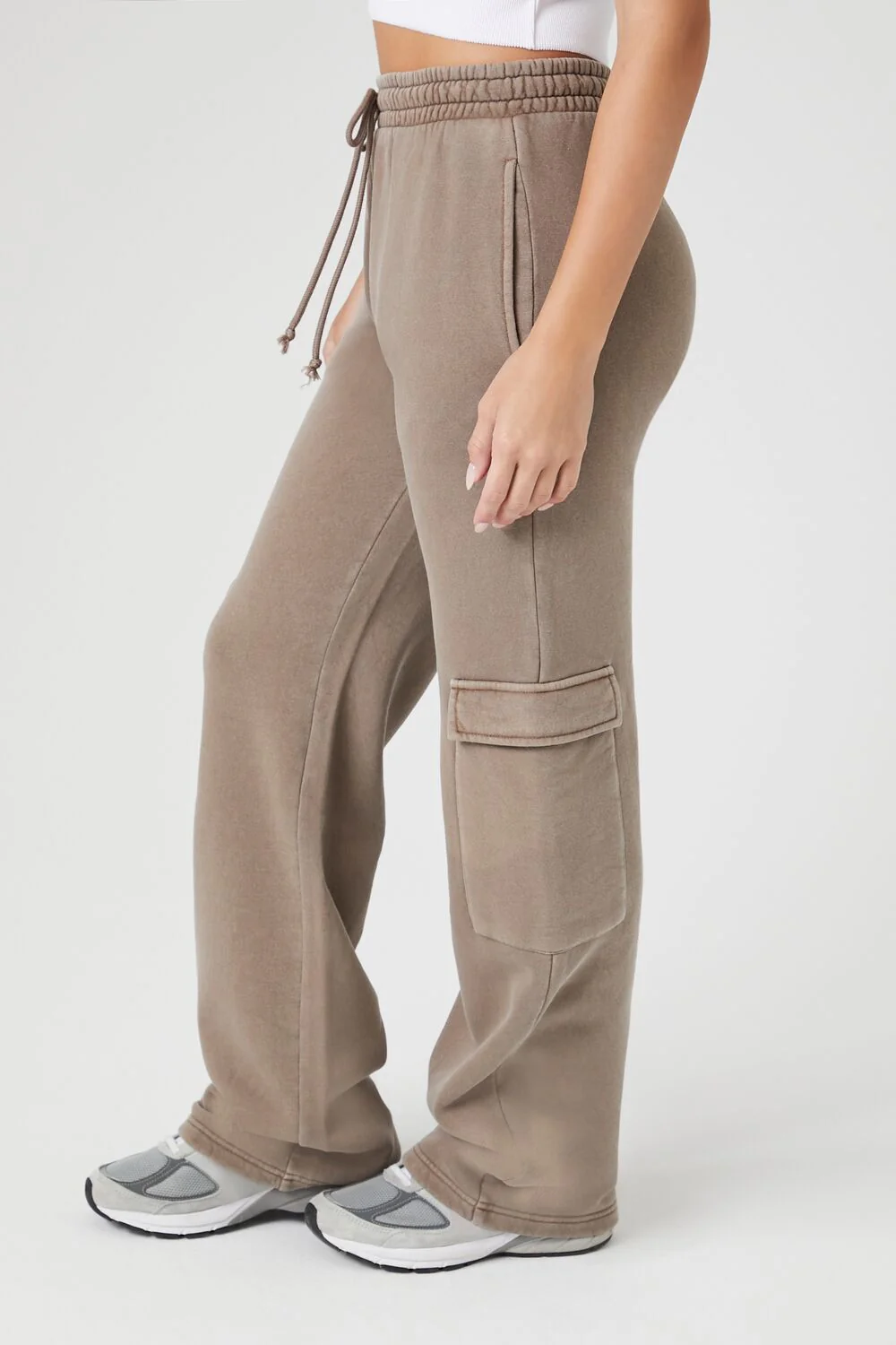 Fleece Drawstring Wide-Leg Pants - Image 3