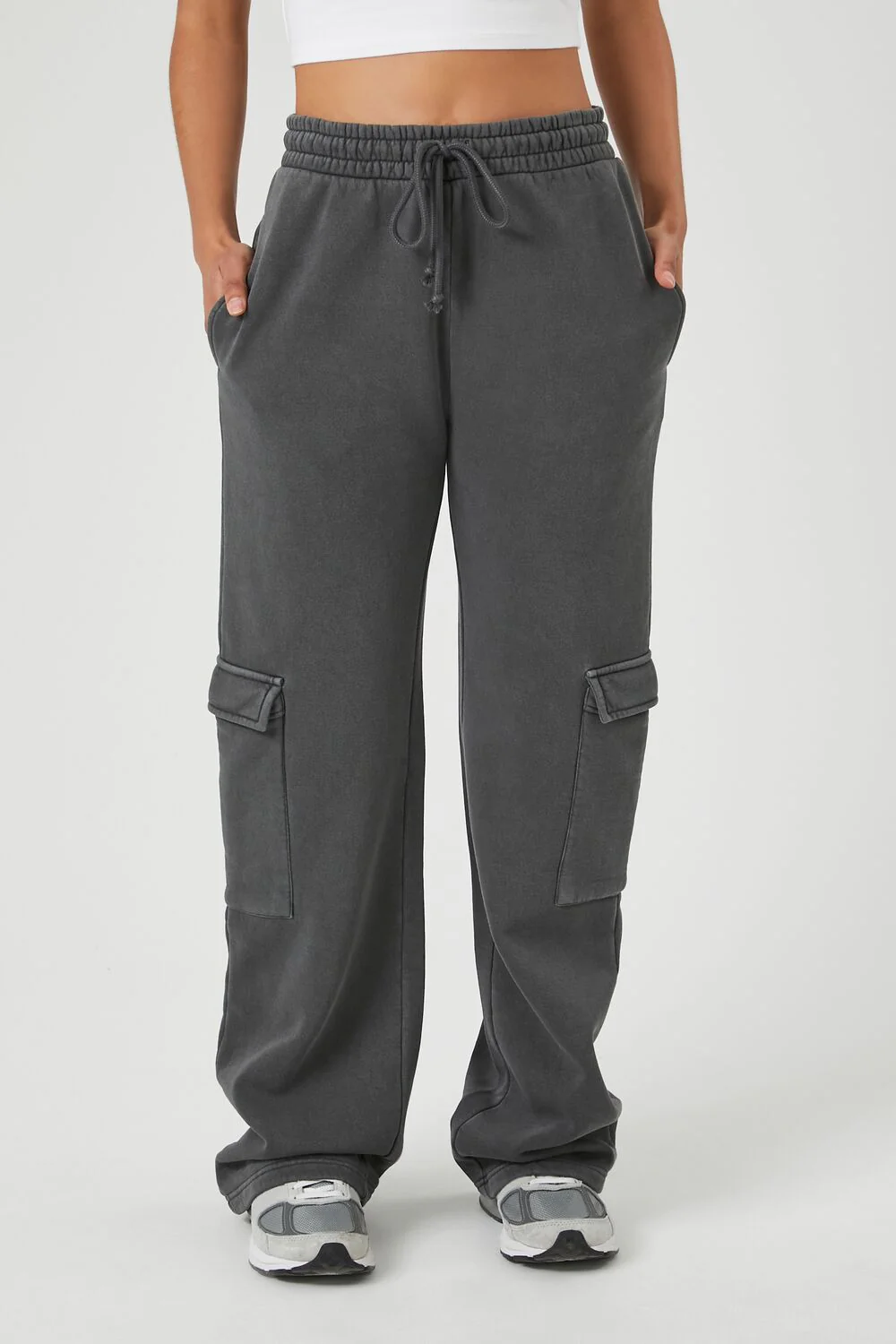 Fleece Drawstring Wide-Leg Pants - Image 8