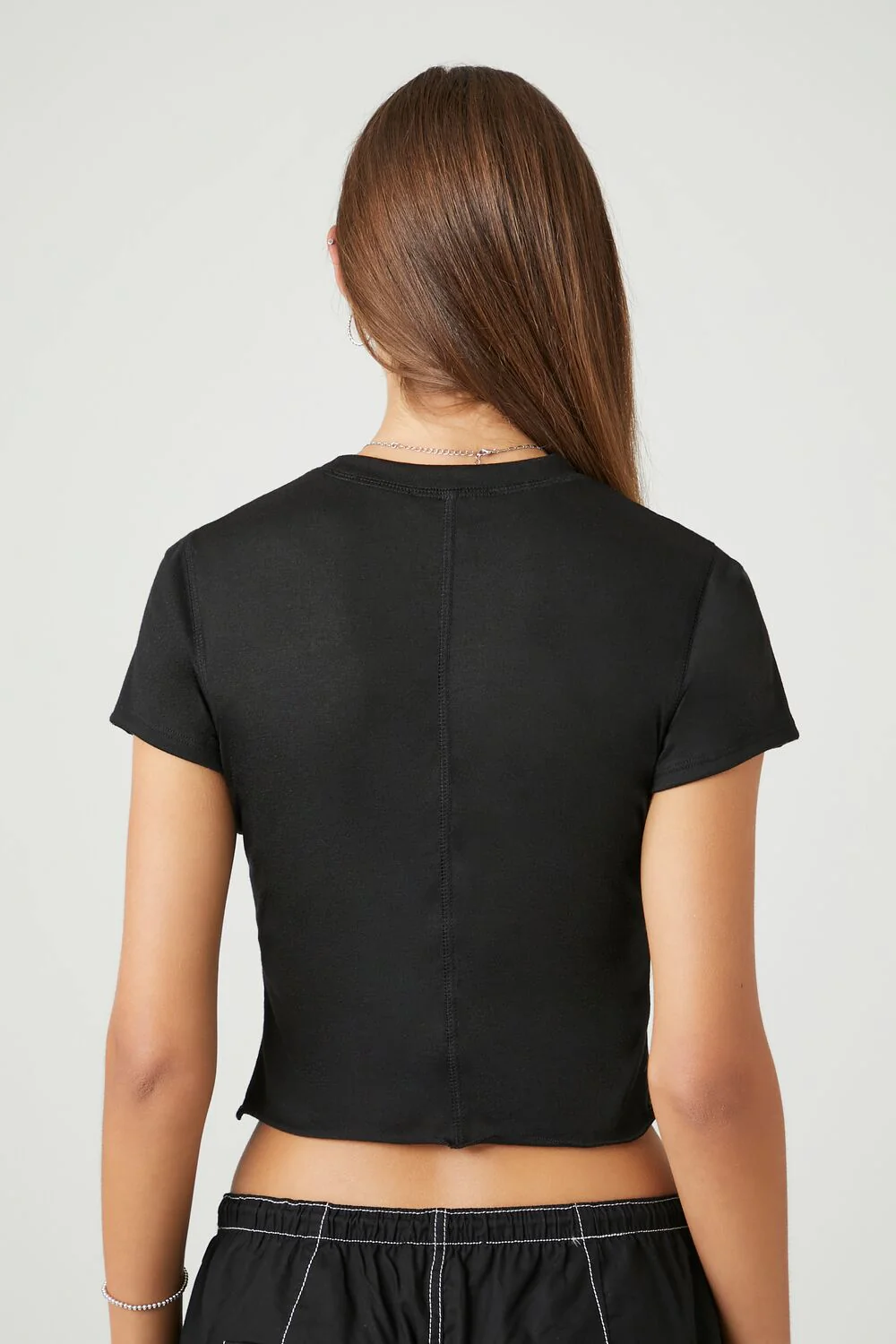 Seamed Lettuce-Edge Cropped Tee - Image 3