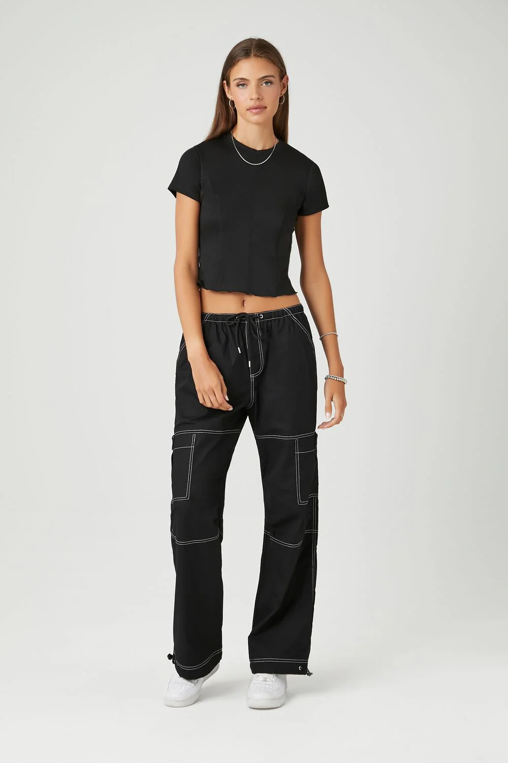 Seamed Lettuce-Edge Cropped Tee - Image 4