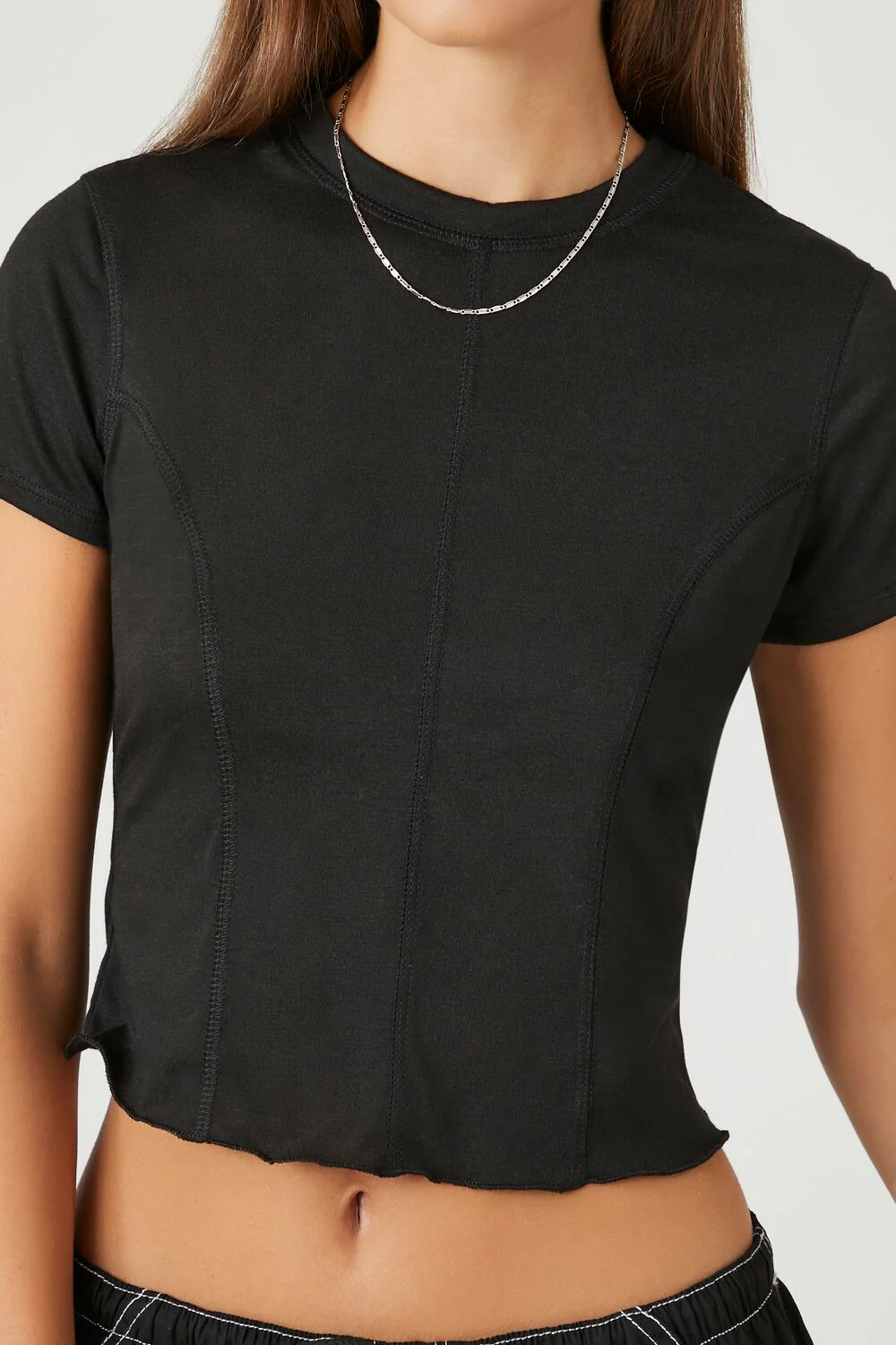 Seamed Lettuce-Edge Cropped Tee - Image 5
