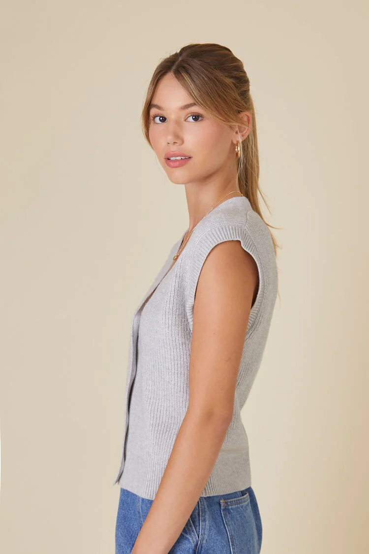 Tortoiseshell Button Sweater Vest - Image 2